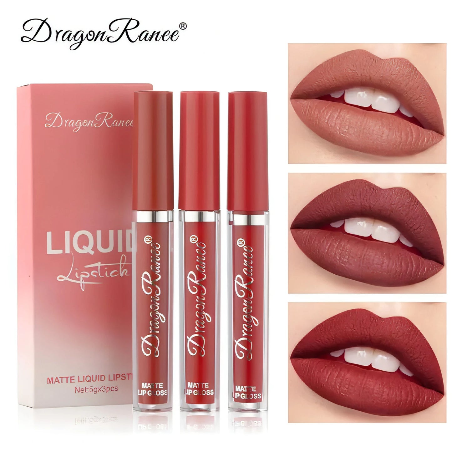 3pc/set Waterproof Matte Velvet Lip Gloss - Allure SocietyLip Sets