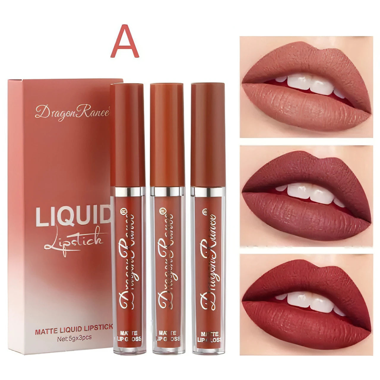 3pc/set Waterproof Matte Velvet Lip Gloss - Allure SocietyLip Sets