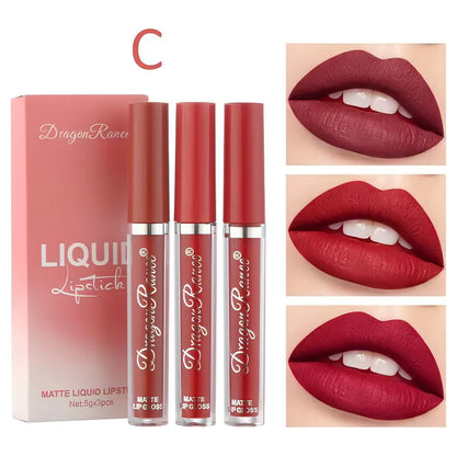 3pc/set Waterproof Matte Velvet Lip Gloss - Allure SocietyLip Sets