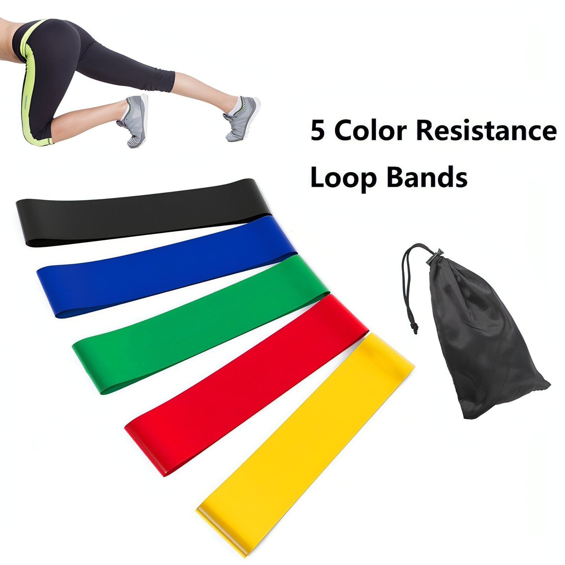 5 Piece Set Resistance Levels Exercise Band for Home Gym Yoga Sports - Allure SocietyYoga Accessories