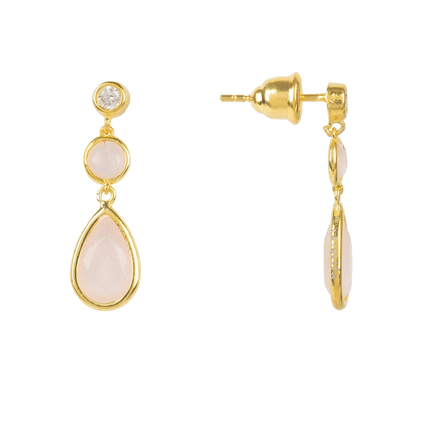 Tuscany Gemstone Drop Earring Gold Rose Quartz - Allure SocietyEarrings