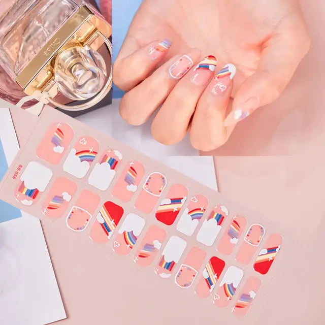 Semi Cured Gel Nail Wraps Full Cover Adhesive Manicure Decoration - Allure SocietyFalse Nail Kits and Dryers