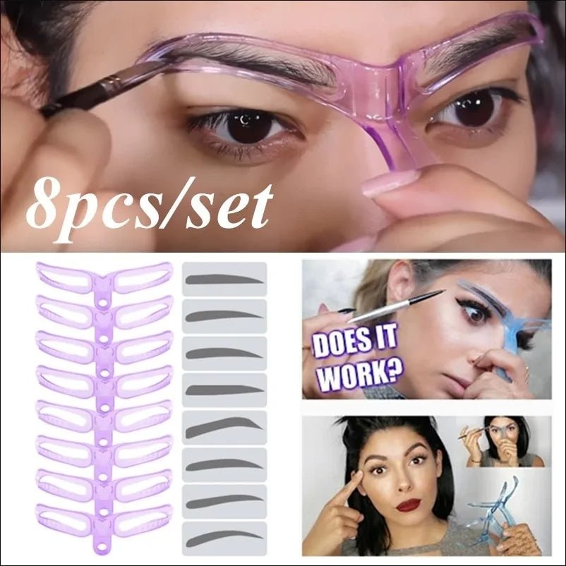 8 Pieces Eyebrow Shaper Template Stencil Kit - Allure SocietyMakeup Tools