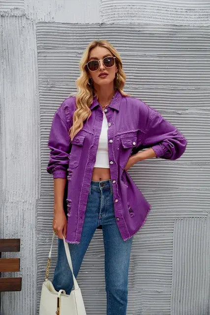 Washed Denim Jacket - Allure SocietyCasualwear Tops