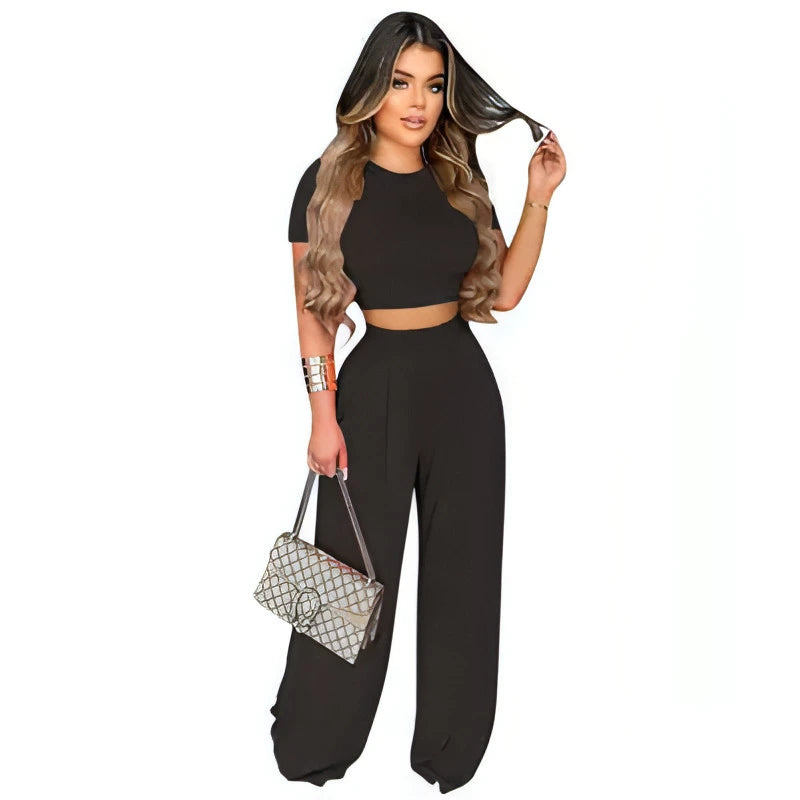 Casual Crop Top Set - Allure SocietyLoungewear Sets