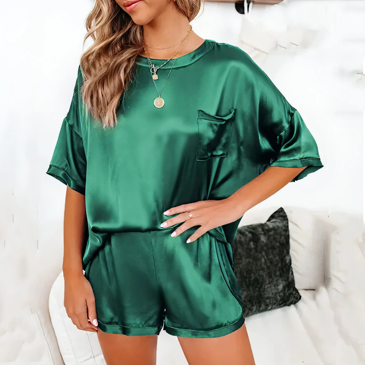 Summer Satin Pyjama Set Women - Allure SocietyLoungewear Sets