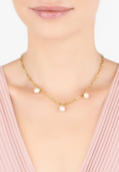 Amelia Three Pearl Necklace Gold - Allure SocietyNecklaces