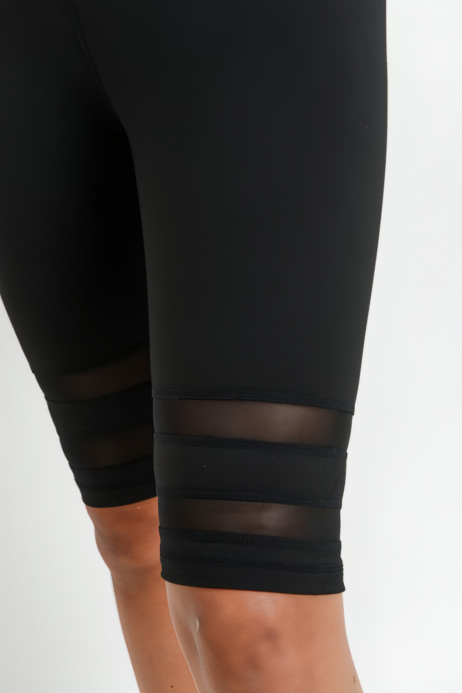 Highwaist Double Mesh Band Short Leggings - Allure SocietyActivewear Shorts