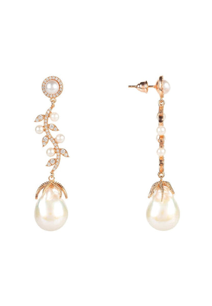 Baroque Pearl Trailing Flowers Earrings Rosegold - Allure SocietyEarrings