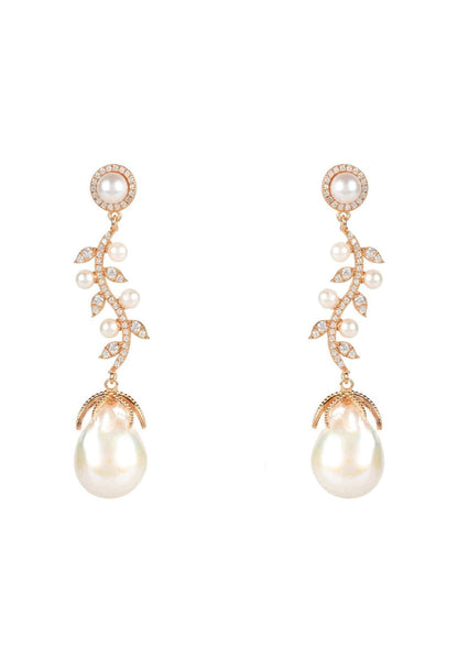 Baroque Pearl Trailing Flowers Earrings Rosegold - Allure SocietyEarrings