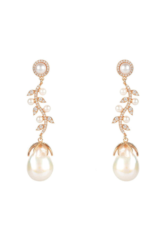 Baroque Pearl Trailing Flowers Earrings Rosegold - Allure SocietyEarrings