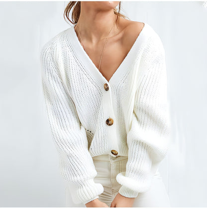 Batwing Sleeve Hollow Knitted Cardigan - Allure SocietyCasualwear Tops