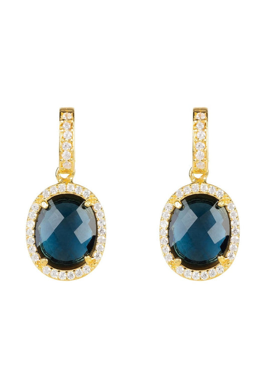 Beatrice Oval Gemstone Drop Earrings Gold Sapphire Hydro - Allure SocietyEarrings