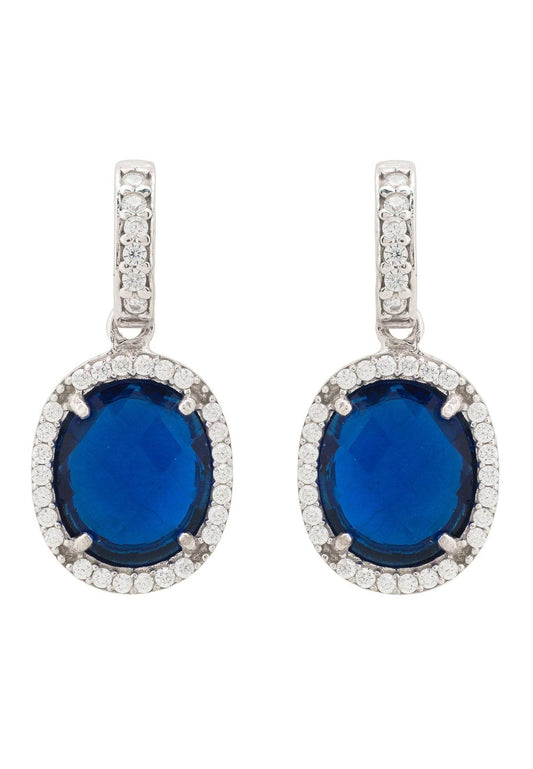 Beatrice Oval Gemstone Drop Earrings Silver Sapphire Hydro - Allure SocietyEarrings