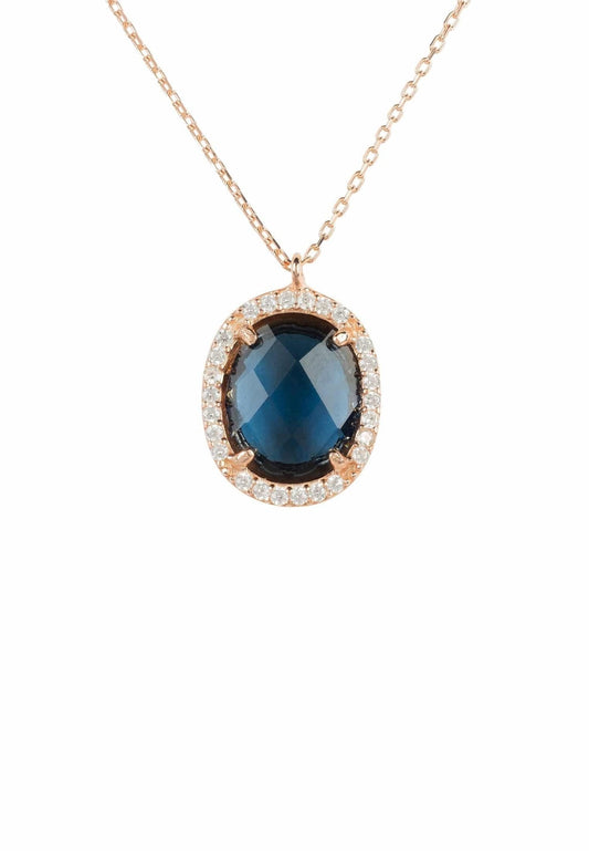 Beatrice Oval Gemstone Pendant Necklace Rose Gold Sapphire Hydro - Allure SocietyNecklaces