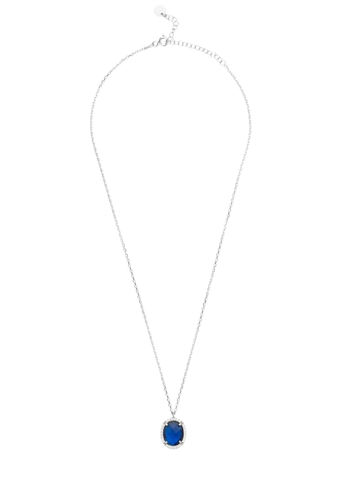 Beatrice Oval Gemstone Pendant Necklace Silver Sapphire Hydro - Allure SocietyNecklaces