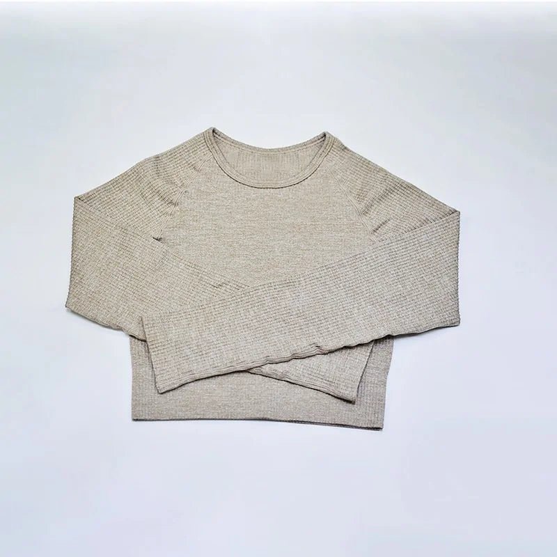 Beige Ribbed Crop Top - Allure SocietyLoungewear Tops