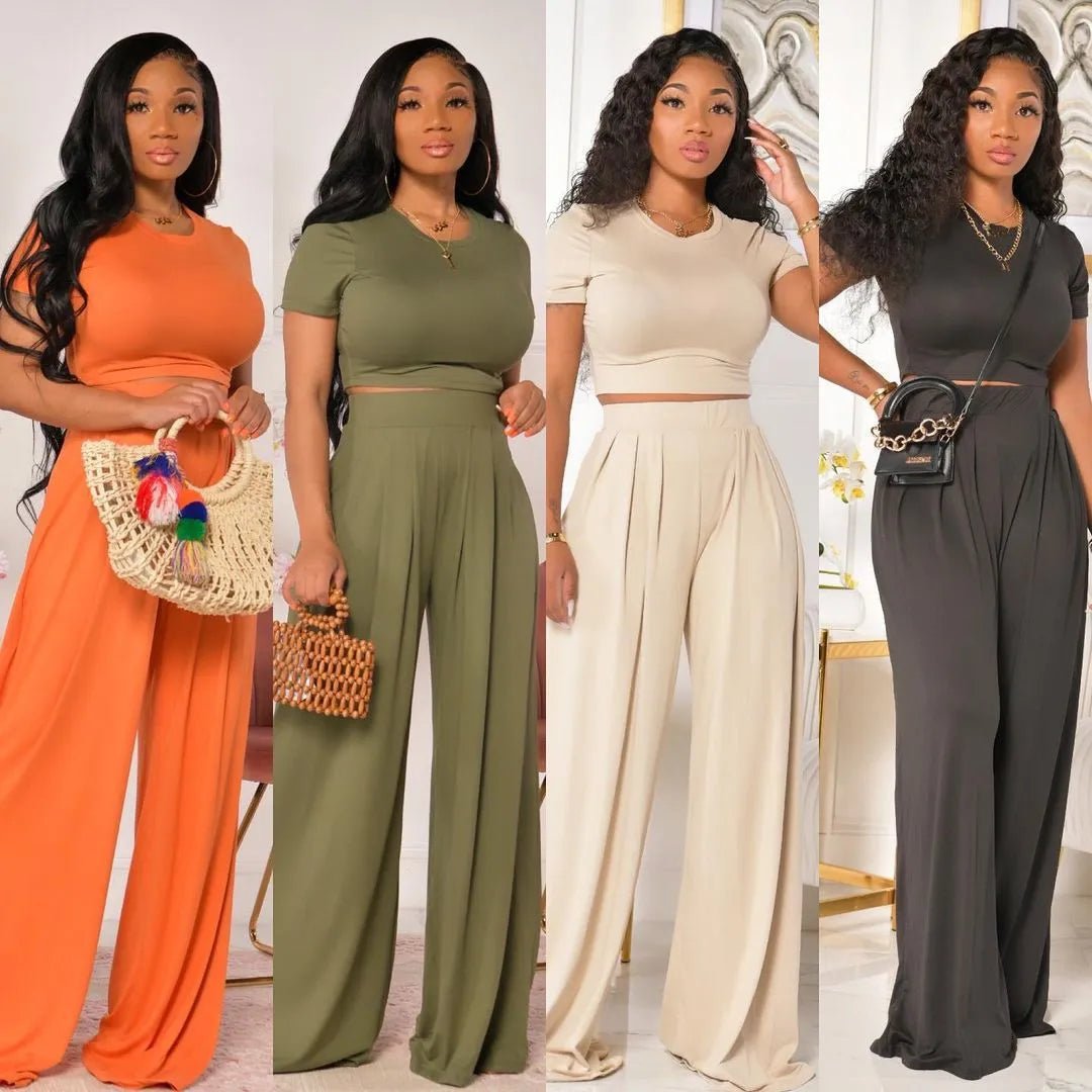 Casual Crop Top Set - Allure SocietyLoungewear Sets