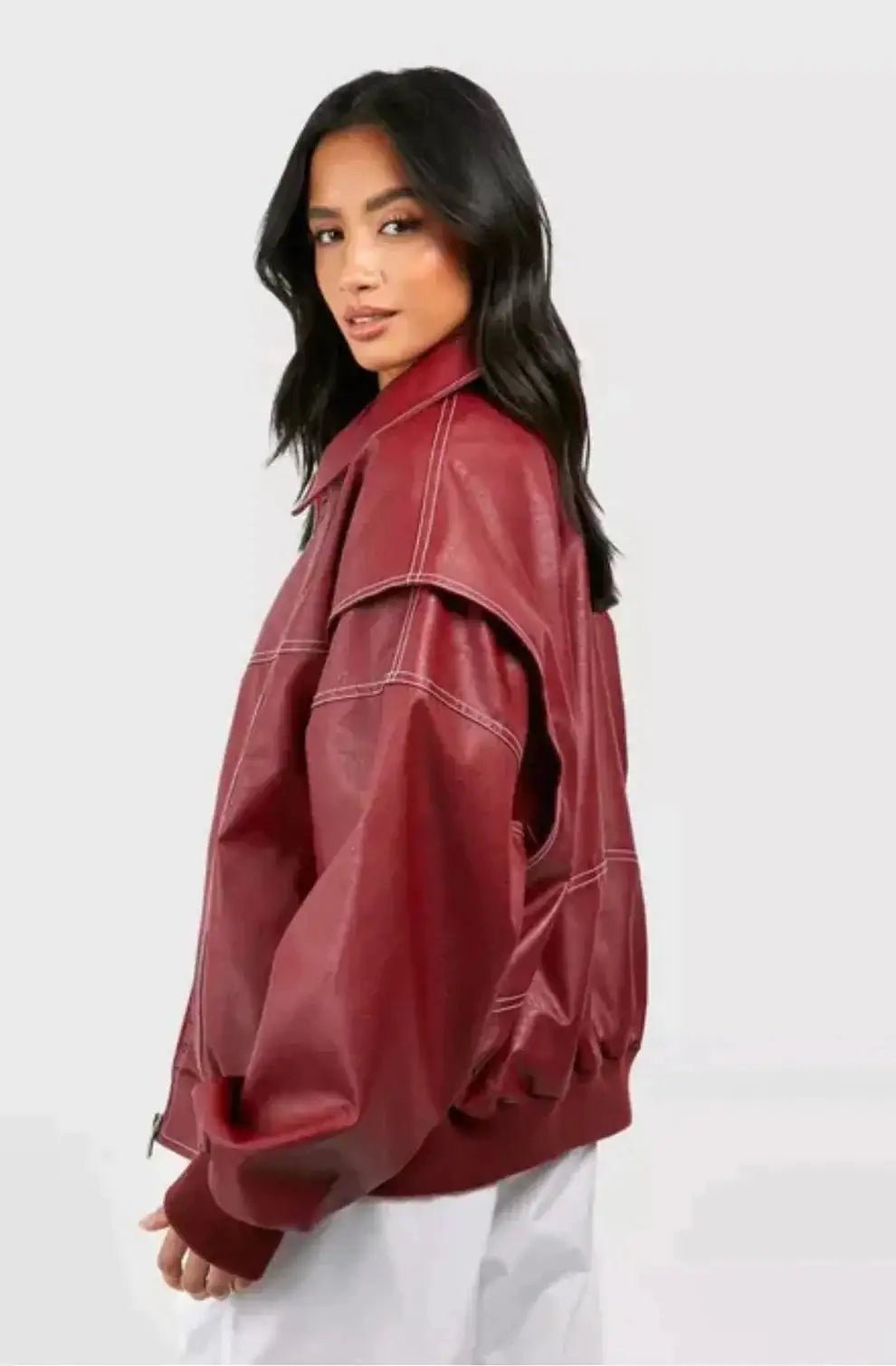 Casual Oversized Leather Jacket - Allure SocietyCasualwear Tops