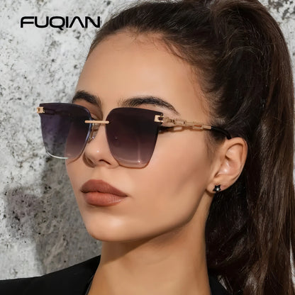 Cat Eye Sunglasses Frameless - Allure SocietyUV Sunglasses