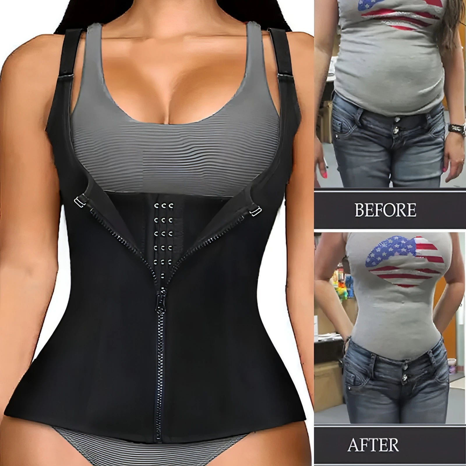 Corset Zipper Vest Body Shaper - Allure SocietyShapewear