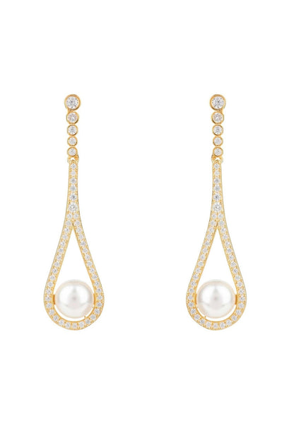 Cradled Pearl Drop Earrings Gold - Allure SocietyEarrings