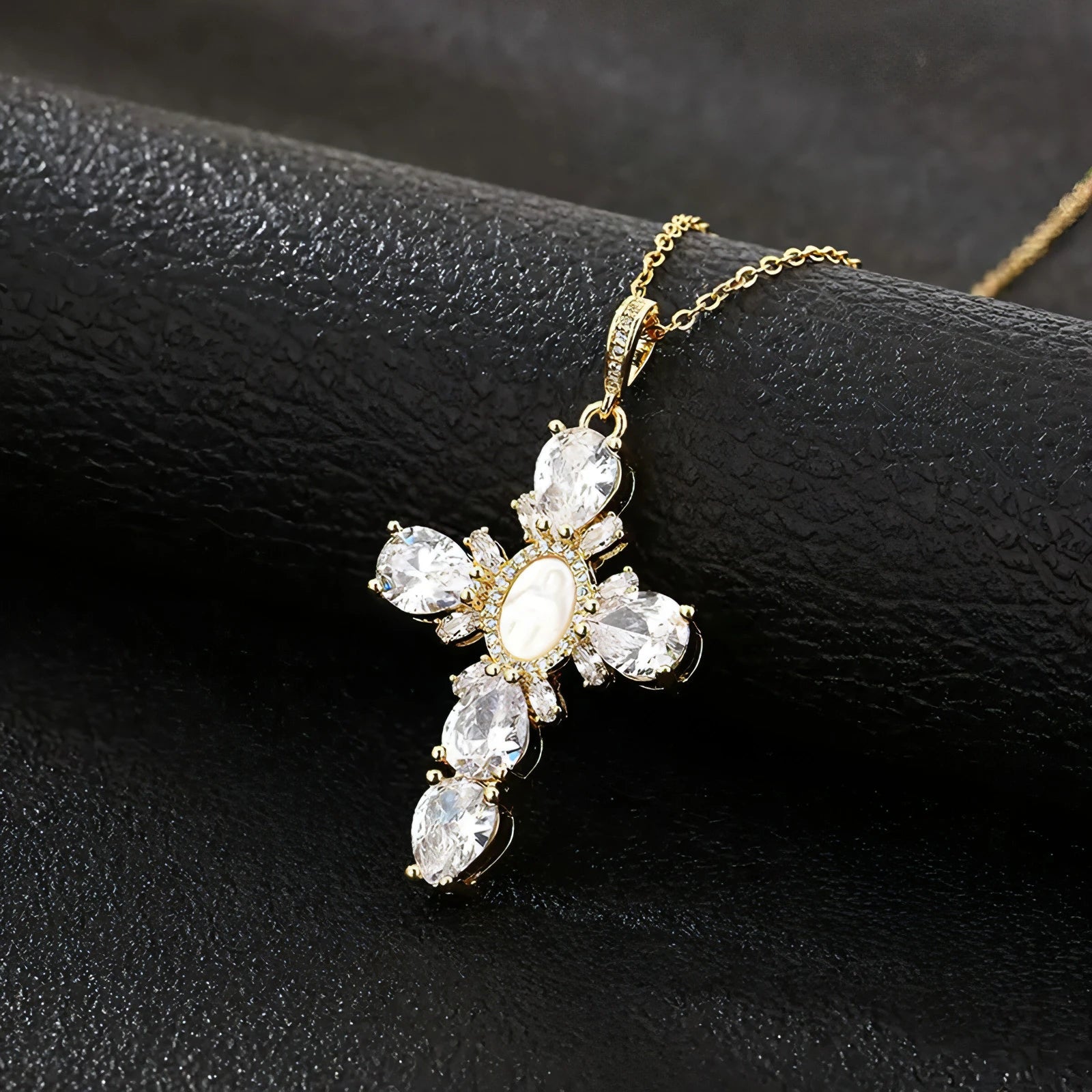 Cross Crystal Necklace - Allure SocietyNecklaces