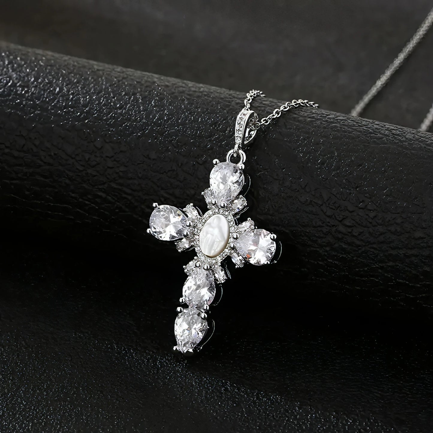 Cross Crystal Necklace - Allure SocietyNecklaces