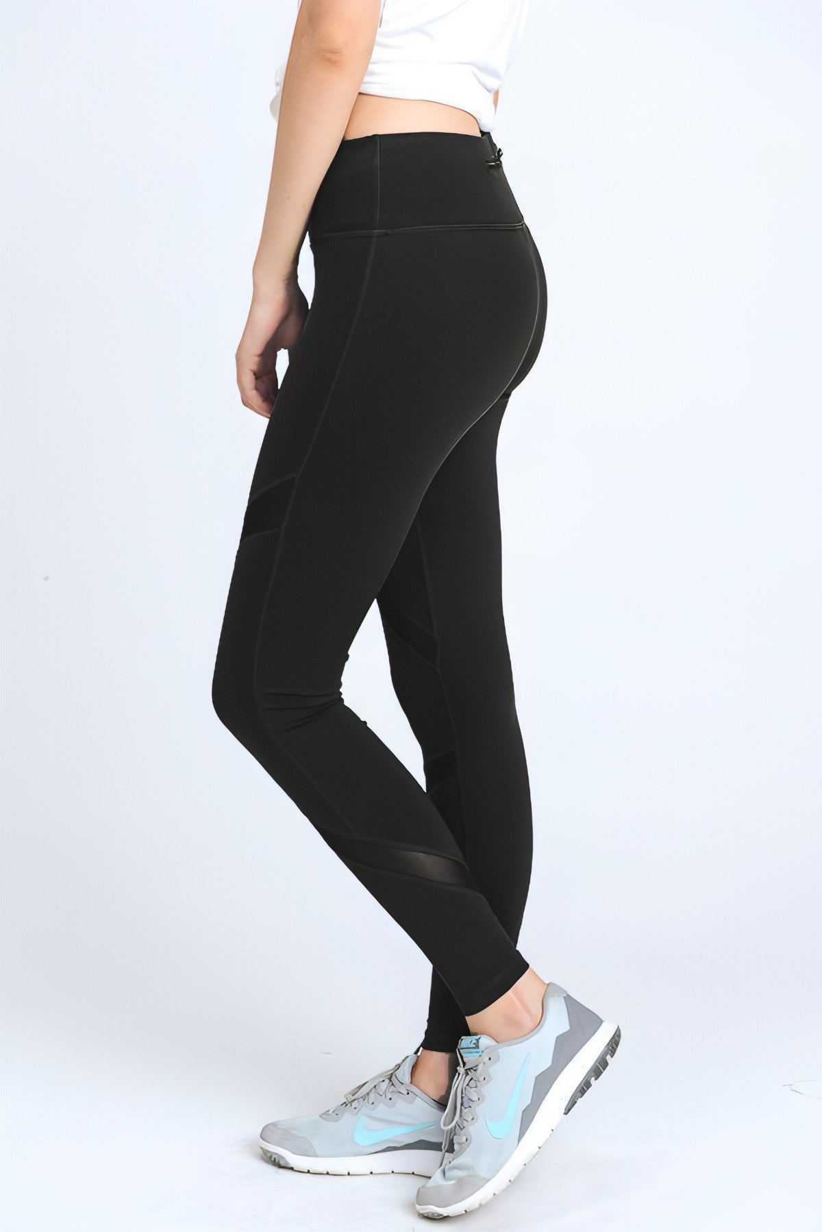 Cross Mesh Panels Pocket Full Leggings - Allure SocietyActivewear Pants