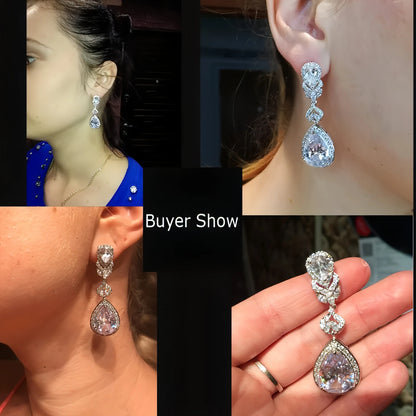 Crystal Bridal Long Earrings - Allure SocietyEarrings