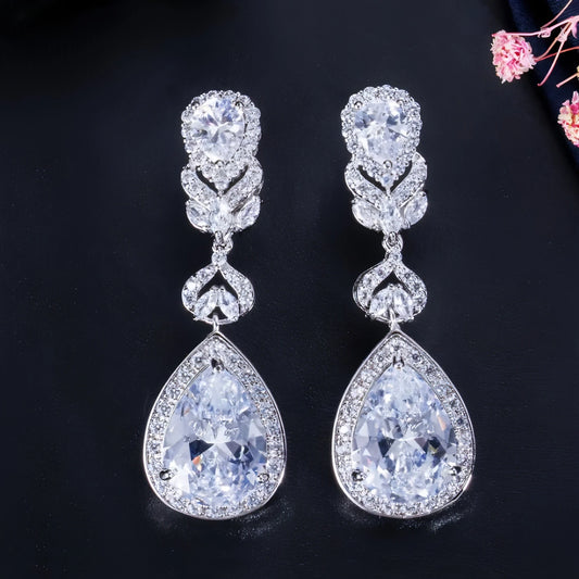 Crystal Bridal Long Earrings - Allure SocietyEarrings