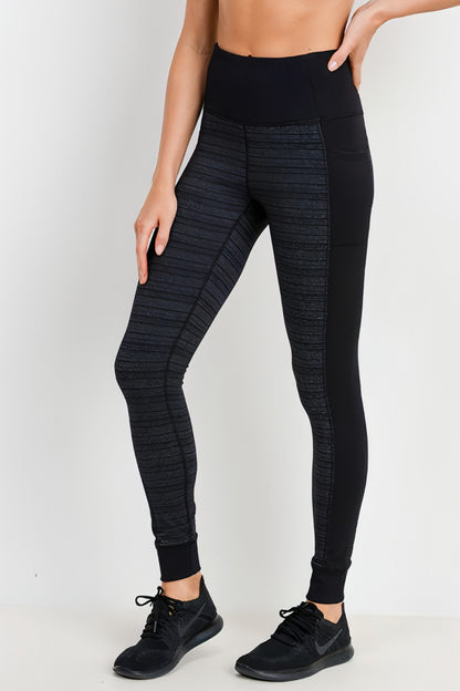 Dark Striped Colorblock Cuffed Leggings - Allure SocietyActivewear Pants