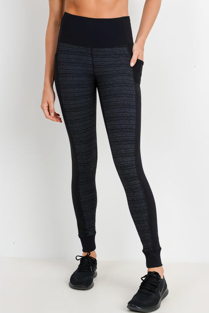 Dark Striped Colorblock Cuffed Leggings - Allure SocietyActivewear Pants