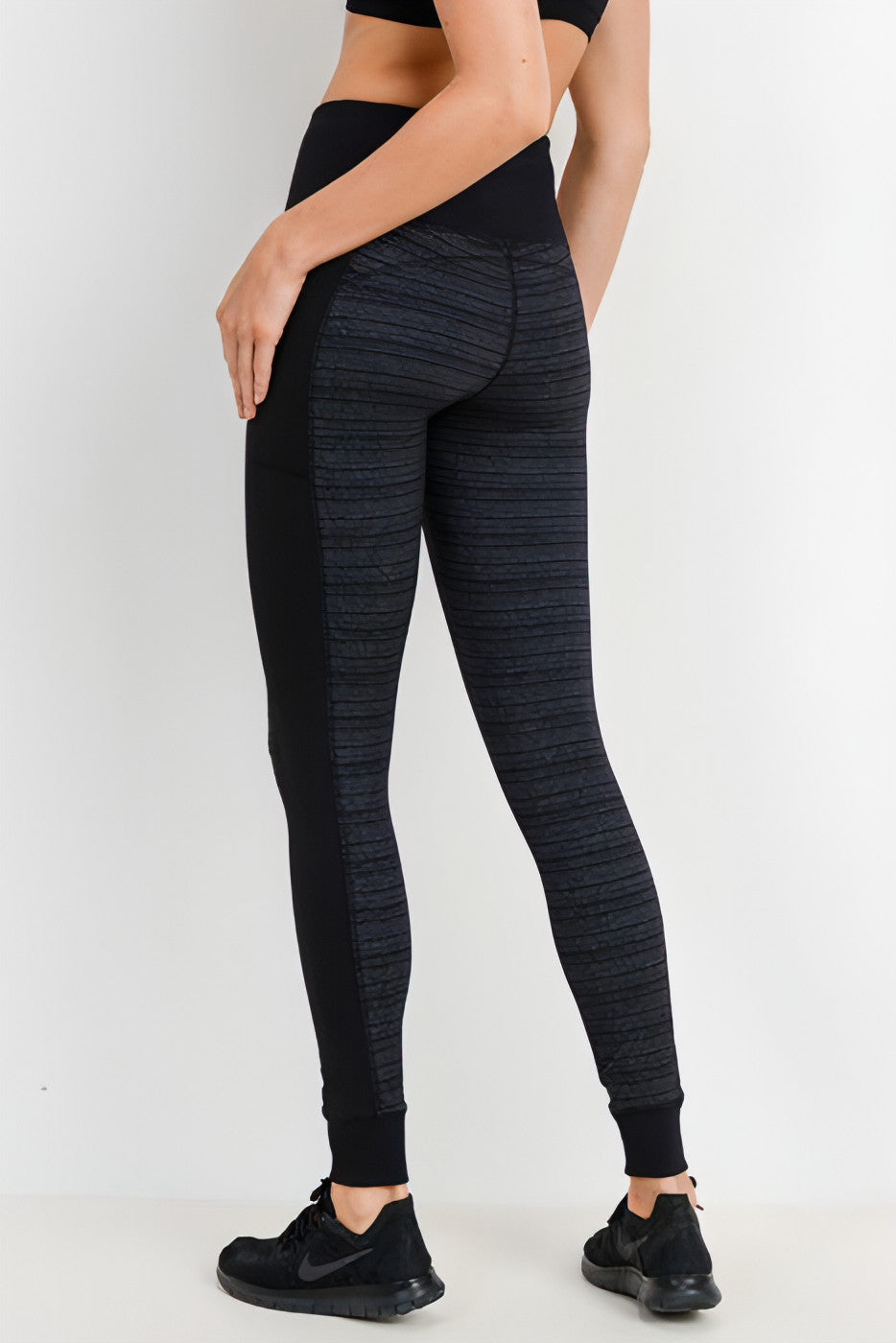 Dark Striped Colorblock Cuffed Leggings - Allure SocietyActivewear Pants