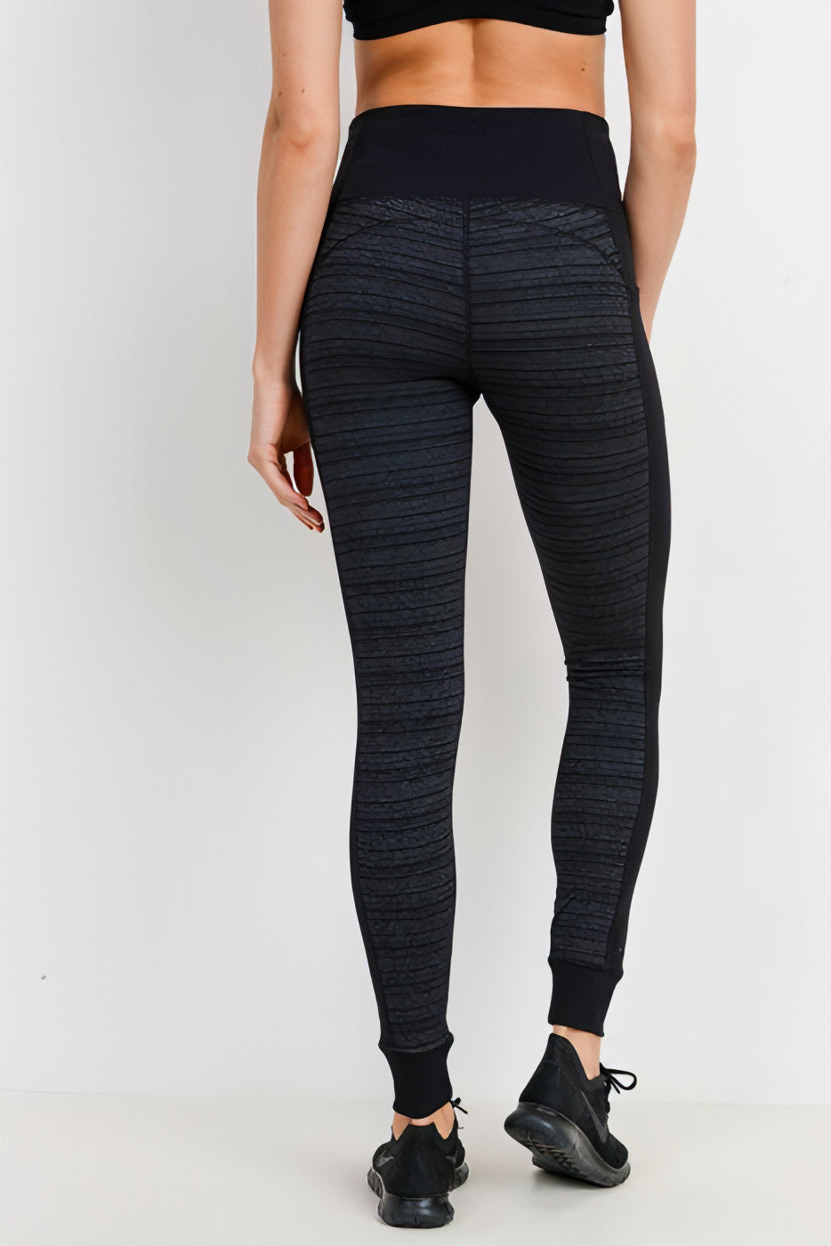 Dark Striped Colorblock Cuffed Leggings - Allure SocietyActivewear Pants