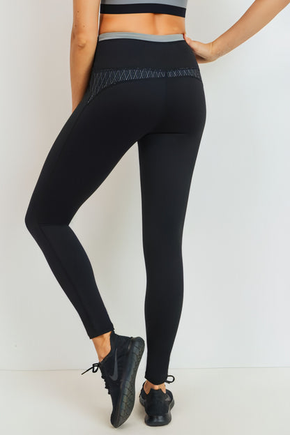 Diamond Jacquard Block Highwaist Leggings - Allure SocietyActivewear Pants