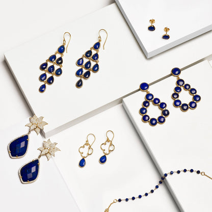 Erviola Gemstone Cascade Earrings Gold Lapis Lazuli - Allure SocietyEarrings