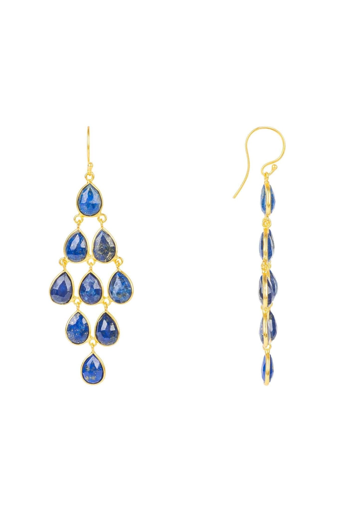 Erviola Gemstone Cascade Earrings Gold Lapis Lazuli - Allure SocietyEarrings