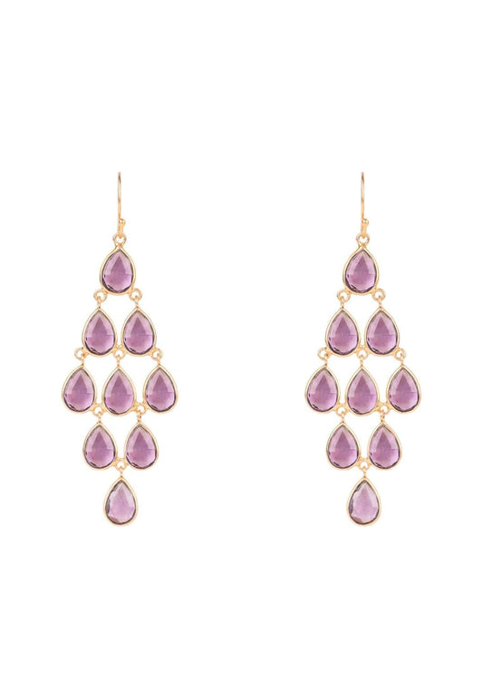 Erviola Gemstone Cascade Earrings Rose Gold Amethyst Hydro - Allure SocietyEarrings