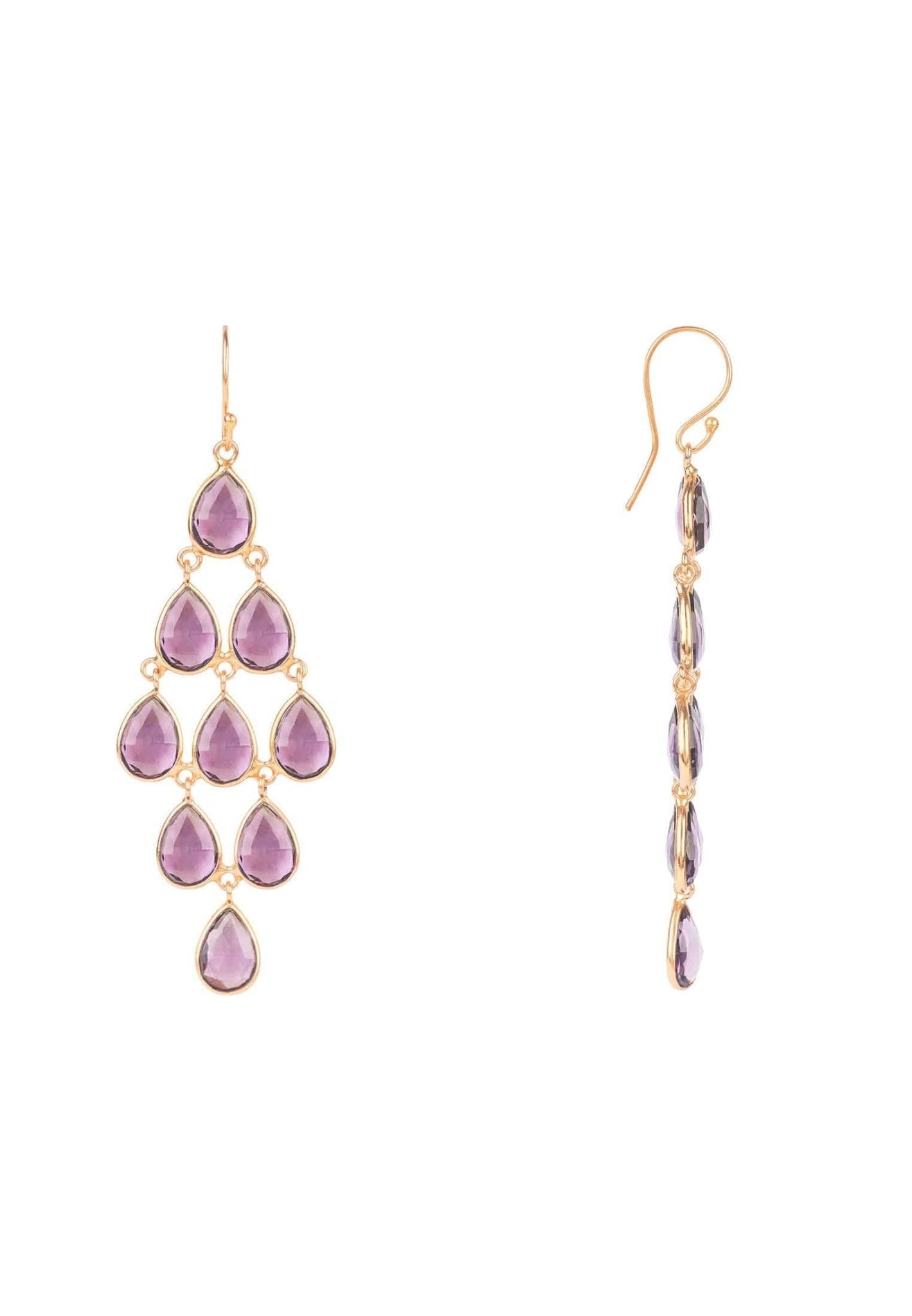 Erviola Gemstone Cascade Earrings Rose Gold Amethyst Hydro - Allure SocietyEarrings