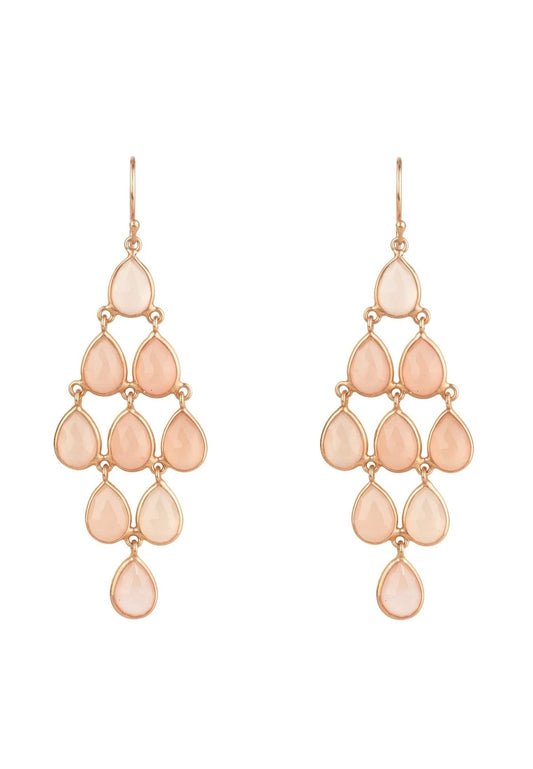 Erviola Gemstone Cascade Earrings Rose Gold Rose Quartz - Allure SocietyEarrings