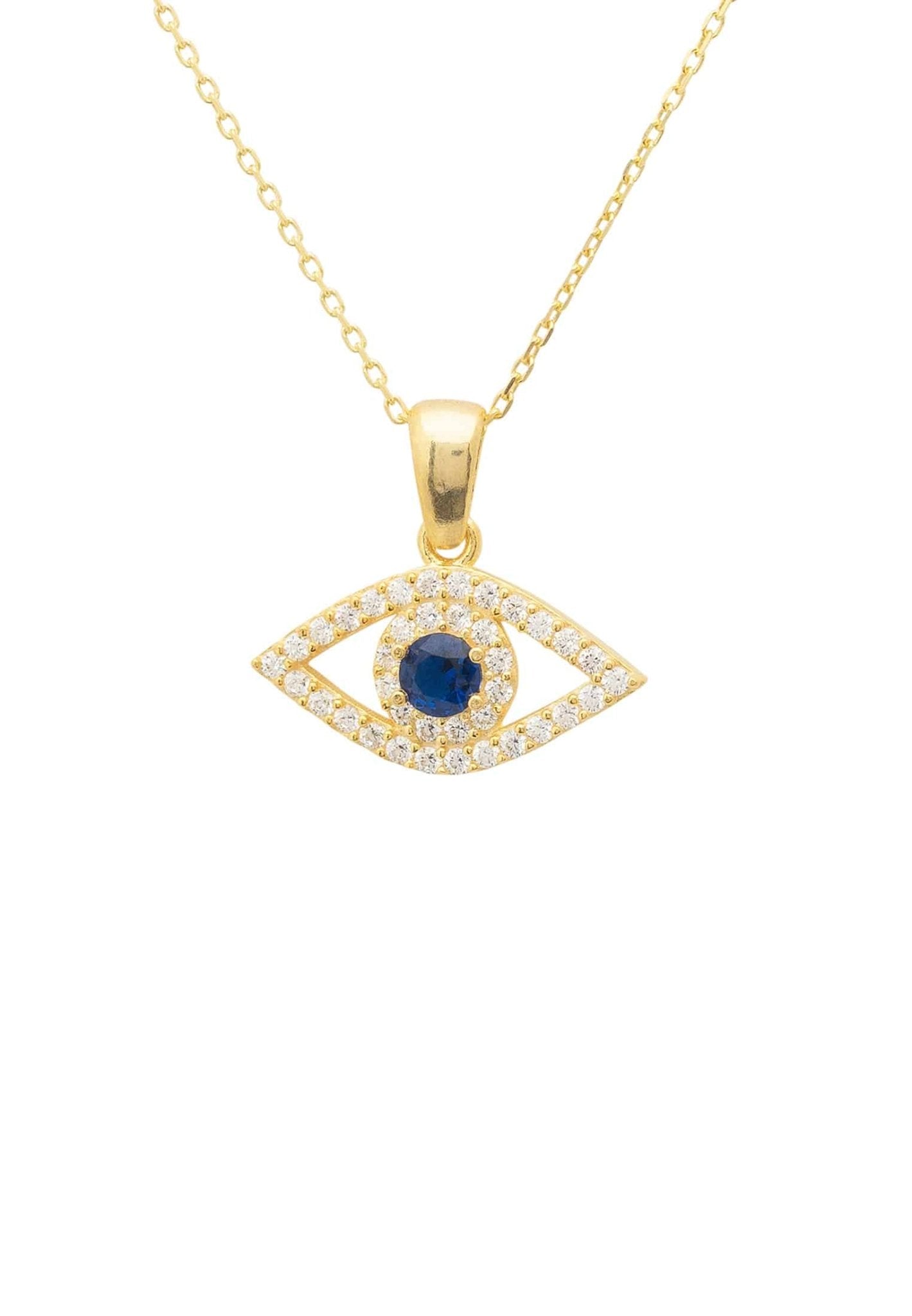 Evil Eye Elliptical Necklace Blue Gold - Allure SocietyNecklaces