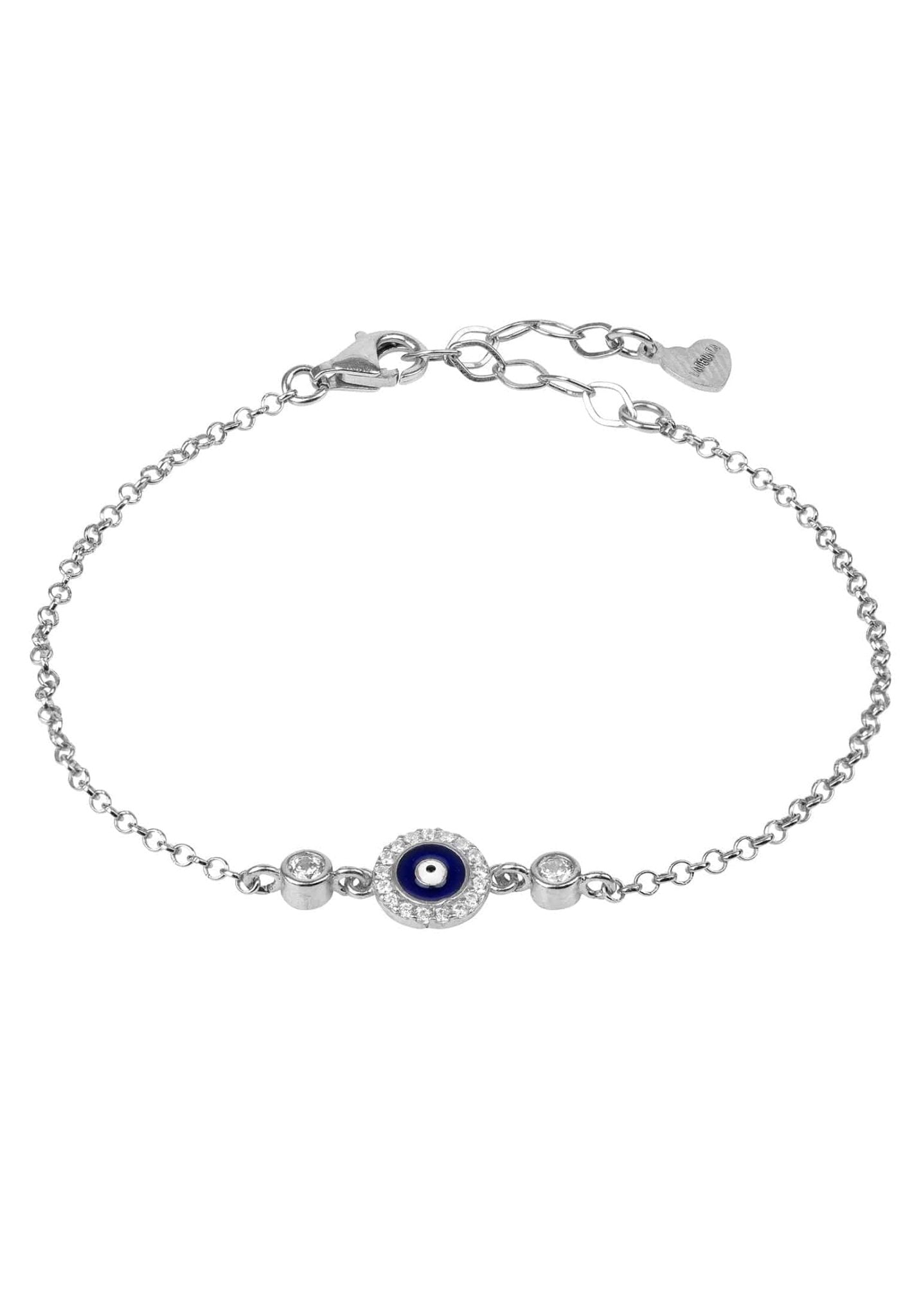 Evil Eye Enamel Dark Blue Bracelet Silver - Allure SocietyBracelets