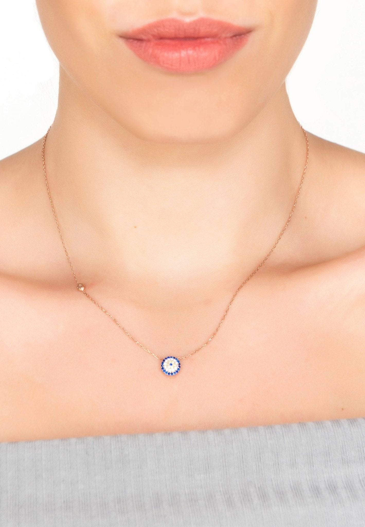 Evil Eye Necklace Rosegold - Allure SocietyNecklaces