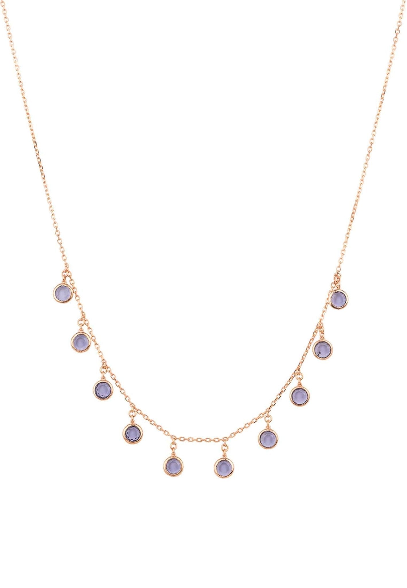 Florence Round Gemstone Necklace Rosegold Amethyst - Allure SocietyNecklaces