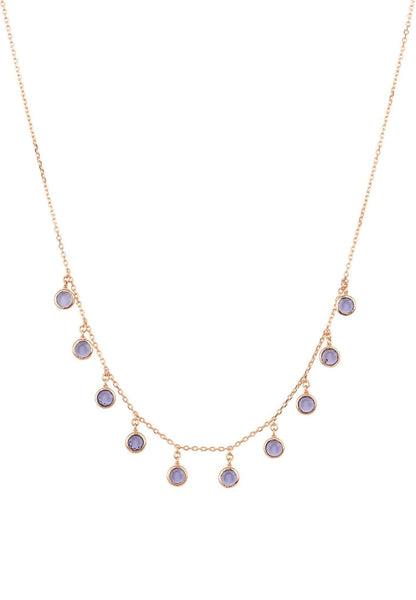 Florence Round Gemstone Necklace Rosegold Amethyst - Allure SocietyNecklaces