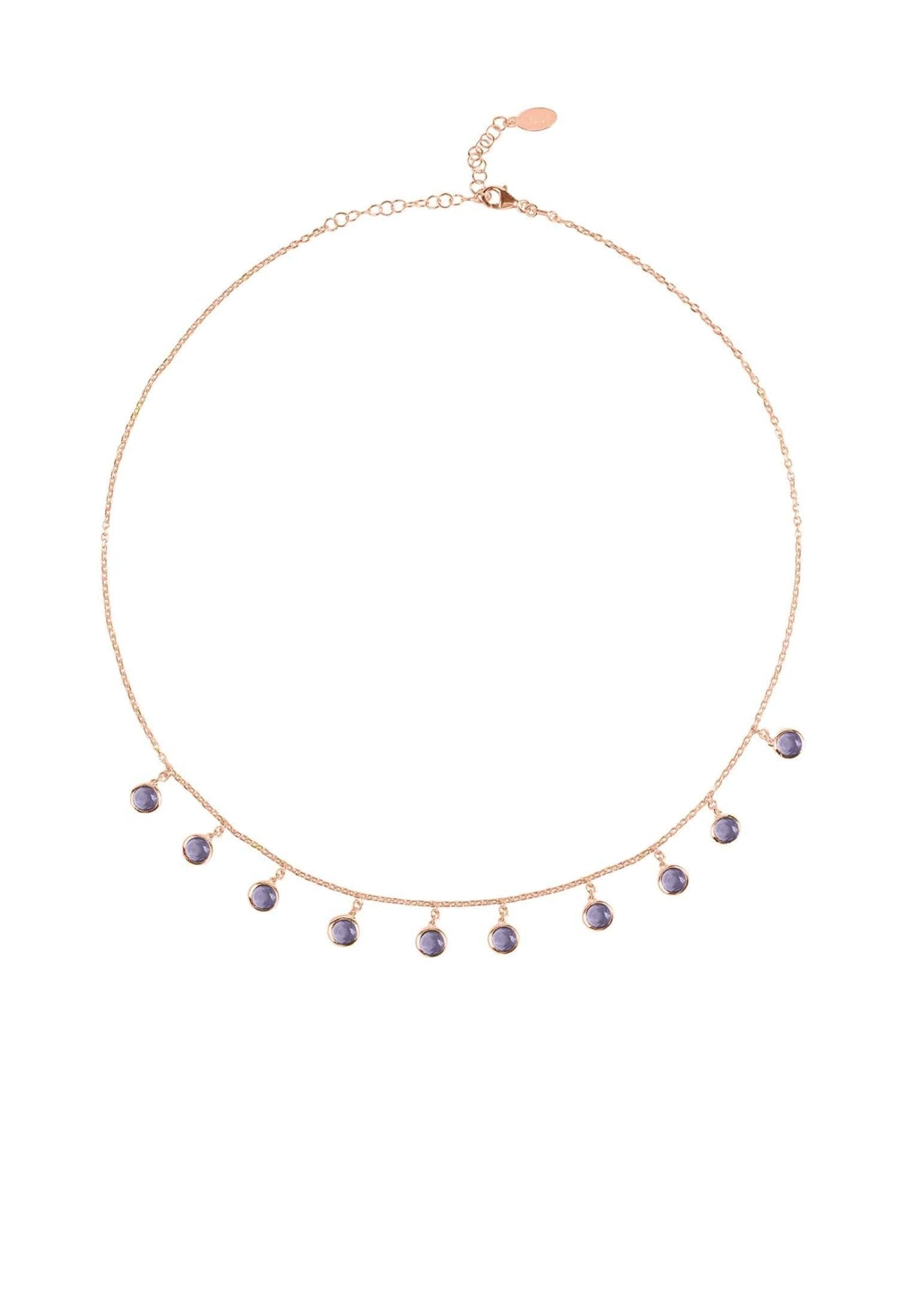 Florence Round Gemstone Necklace Rosegold Amethyst - Allure SocietyNecklaces