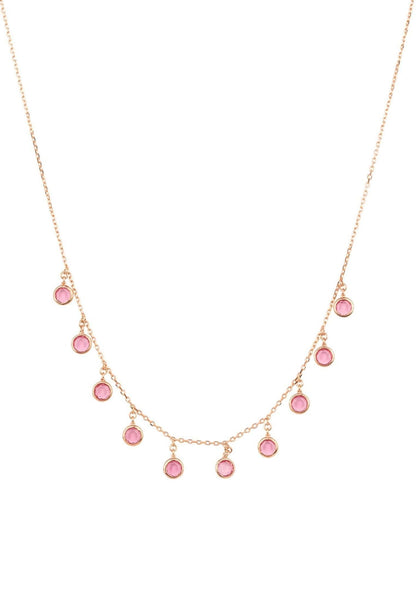 Florence Round Gemstone Necklace Rosegold Pink Tourmaline - Allure SocietyNecklaces