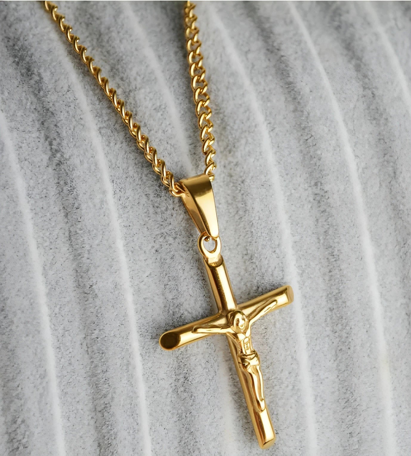 Gold Plated Cross Necklace - Allure SocietyNecklaces