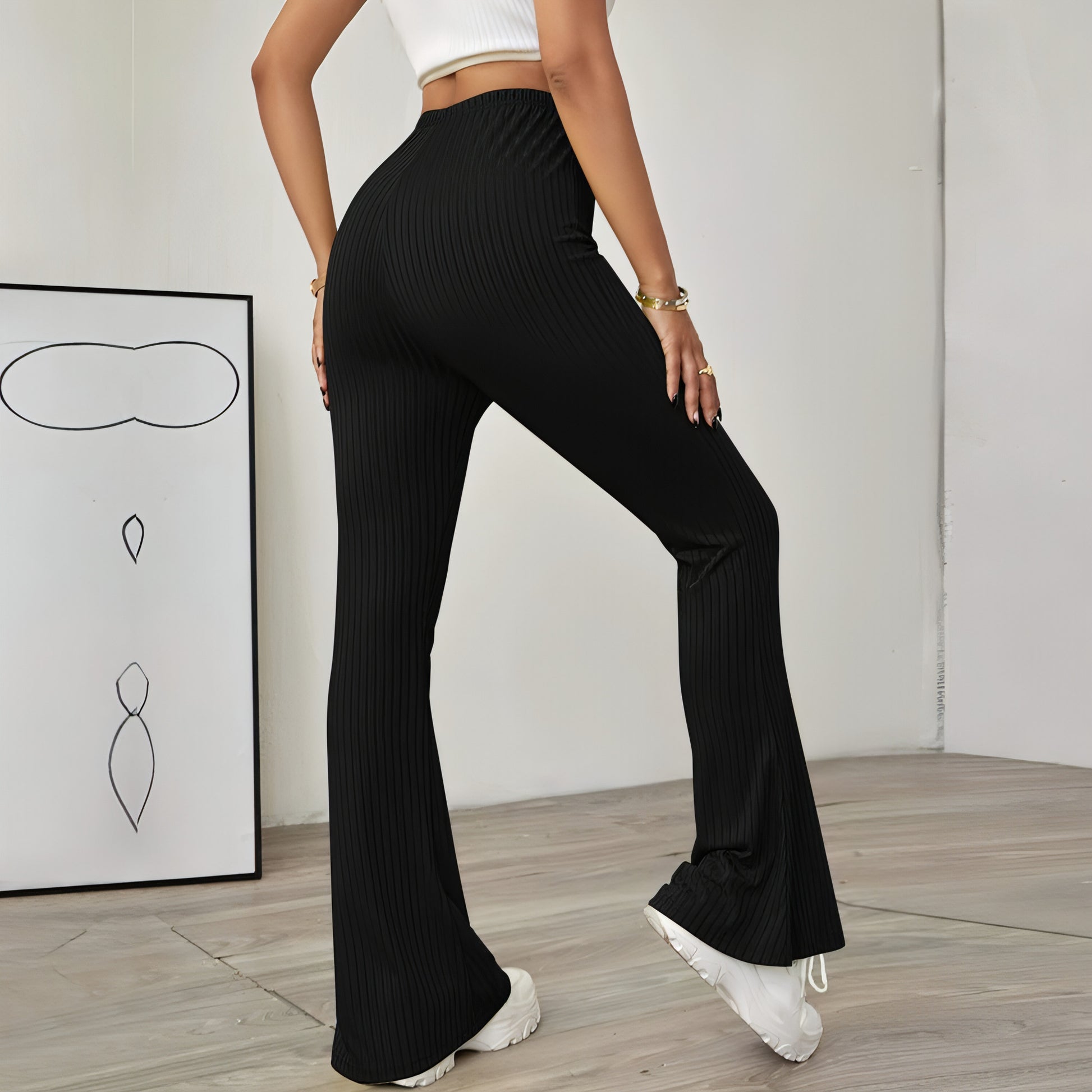 High - Waist Flared Knit Pants - Allure SocietyLoungewear Pants